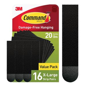 Command 20 lb X-Large Picture Hanging Strips, 16 Pairs Black Command Strips Heavy Duty Picture Hanger