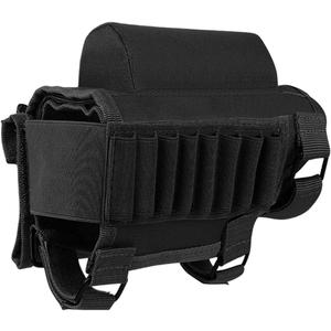 AIRSSON Tactical Rifle Cheek Rest Holder with 2 Molle Pouch for 8 Grid Shells and 2 Different Heights Cheek Pad .22 .223 Cal .308 30-06 .300 .303 & 7.62mm (Black)