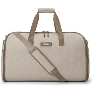 Halfday Convertible 2-in-1 Garment Duffel Weekender Bag 45L: Wrinkle-Free Travel (Hanging Suit Compartment, Shoe Pockets, Trolley Sleeve), Durable & Water-Resistant Carry-on, Stone
