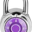 Combination Padlock 1 Pack, Fixed Dial Combination Padlock with Different Combinations, 2 in. Wide. Purple Turntable, Lock for Gym & Locker, School, Toolbox, and More
