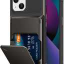 TITACUTE for iPhone 13 Mini Case Wallet 4 Credit Card Holder Flip Cover Design ID Slot Back Pocket Dual Layer Anti-Scratch Hard Shell Hybrid Protective Bumper for iPhone 13 Mini 5.4 Gunmetal Bronze