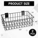 Hicarer 2 Pcs Slatwall Wire Baskets 13.5 x 7.5 x 4.5 Inch Metal Mounted Wall Organizer Basket Ventilated Hanging Slatwall Accessories for Storage Display Organizing Kitchen (Black)