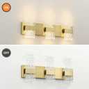 Modern Polished Gold 3 Light Bathroom Vanity Light, Eleglant LED Bathroom Light Fixtures Over Mirror, Hardwired Acrylic Shade Wall Lighting Fixtures, Dimmable, 3CCT(3000/4000/5000K)