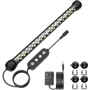 SEAOURA Led Aquarium Light with Timer, Submersible Aquarium Plant Light, Fish Tank Light with Auto On/Off, 3 Lighting Modes, Adjustable Brightness (11 inch for 12-23inch Planted Tank), 7W