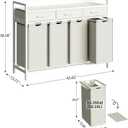 Herture Laundry Sorter 4 Section Laundry Hamper with Shelf, Durable 4 Section Laundry Basket with Rolling Wheels & Storage Drawers, 4 x 13.26 Gallons (50L), White PF10XLW