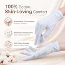 Cotton Moisturizing Gloves for Dry Hands, Overnight Sleeping Gloves for Women and Men, Reusable White Cotton Hand Mask to Boost Lotion Absorption, Soft Breathable Gloves (M, Count, 4.0)