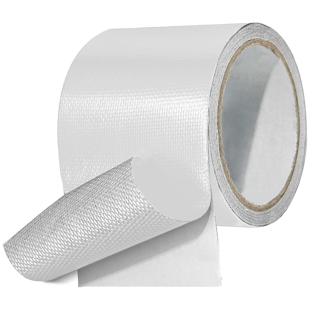 Tikfoam Waterproof Repair Tape for Fabric, Awning, RV Roof, Underbelly, Tarp, Tent, Sail and Boat Cover Outdoor Repair Patch, Heavy Duty, UVproof, Multipurpose White