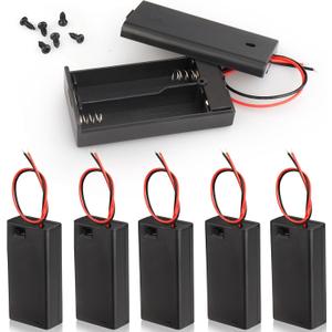 VWEICYY 6PCS 2 x 1.5V AA Battery Holder Enclosures with Wire Leads and On/Off Switch (6)