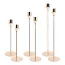 6PCS Tall Candle Candlestick Holder, Taper Pillar Candle Sticks Stand Holders for Table Centerpiece, Metal Tall Taper Candelabra Stands Elegant Decor Set Wedding Festival Decor(Color: Champagne Gold)