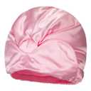4 x Pink Satin Bonnet Silk Hair Bonnet for sleeping Adjustable Silk Bonnet Double Layer Satin Lined Hair Bonnet with Soft Elastic Band for Women Hats