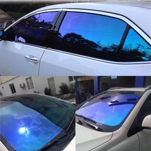 Chameleon Window Tint Film for Cars, Car Window Tint Dark Blue Solar Protection Film Scratch Resistant 65% VLT Windshield Sun Shade Heat & UV Block, 29.52in x 9.84ft