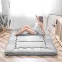 MAXYOYO Japanese Floor Mattress, Thicken Futon Sleeping Pad Foldable Roll Up Mattress Boys Girls Dormitory Floor Lounger Cushion and Sofas, Grey, Twin Size
