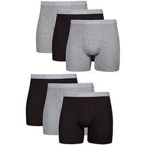 Hanes Men's Underwear Boxer Briefs Pack, Cool & Breathable Cotton Moisture-Wicking Underwear for Men, No Ride Up 2XL