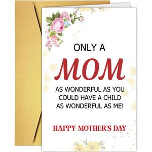 5 x Funny Mothers Day Card, Humorous Mother's Day Cards from Adult Son Daughter Child KidsToddler Baby, Happy Mothers Day Cards for Mom Mommy Mum