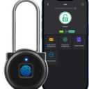 Fingerprint Gym Locker Lock, Anweller Keyless Biometric Long Shackle Small Padlock, Electronic Digital Bluetooth Smart Waterproof Pad Lock for Outdoor Fence Gate School Storage Sport Backpack Travel