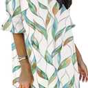 QACOHU Summer Dresses for Women V Neck Ruffle Short Sleeve Casual Shift Dress (XX-Large, C1-multi Leaf Flower)