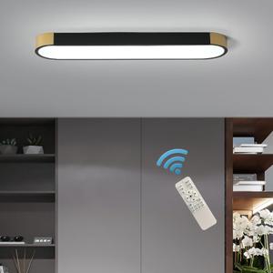 Tioolo Dimmable LED Ceiling Lights Modern Acrylic Linear LED Ceiling Lamp 2.3FT Semi Flush Mount Wraparound Shape Lighting Fixture with Remote Control for Kitchen Dining Living Room (36W/3000-6500K) (Black+Gold/36W)