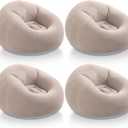 Realspring Inflatable Bean Bag Chairs Outdoor Blow up Camping Chairs Inflatable Lazy Sofa Folding Portable Bean Bag Loungers Couch for Movie Night(Coffee,4 Pcs)