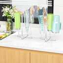 Bottle Drying Rack Reusable Drying Rack for Bottles Metal Foldable Water Bottle Dryer Holder Space Saving Cups Dryer Racks Kitchen Stand Holder for Plastic Bags, Bottles and Cups (Silver, 2PCS)