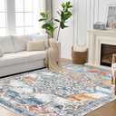 9x12 Area Rugs for Living Room, Washable Large Area Rugs Non-Slip and Non-Shedding, Boho & Vintage Area Rug for Bedroom,Kitchen, Dining Room (9'x12') (9'x12', Blue/Multi)