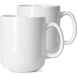 20 OZ Large Coffee Mug, M016 Plain Ceramic Boss Big Tea Cup with Handle for Dad Men, Set of 2, White