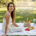 White Picnic Blanket, Extra Large Soft Cotton Gauze Picnic Rug 71"x71", Lightweight Breathable Blanket with Leather Handle, Machine Washable for Beach, Camping, Park, Couples (Cream), 5'10" x 5'10"