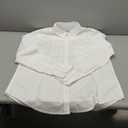 Womens Regular-Fit Long-Sleeve Button-Down Poplin Shirt (Medium, White)