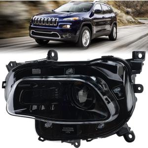 Headlights Compatible with Jeep Cherokee 2014-2018 Halogen Headlamp Assembly w/Bulb Replace 68102847AE CH2502249 Left Driver Side