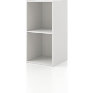 HOMES: INSIDE + OUT Apexa 2 Cube Storage Organizer Shelves, Stackable Wood Bookcase Fits Cubby Bins for Organization, Dorm Teen Room Decor & Home Office, White