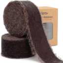 Brown Velvet Ribbon 1-1/2 Inch x 6 Yd Handmade Frayed Vintage Ribbons for Christmas Tree Home Decor Wreath Craft Ornaments Gift Wrapping