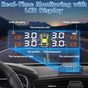 Tire Pressure Monitoring System with Solar Charge,TPMS Tire Pressure Monitor System with 4 External sensors & 5 Alarm Modes, Real Time Monitoring Pressure & Temperature,Suitable for 4 Wheeled Vehicles