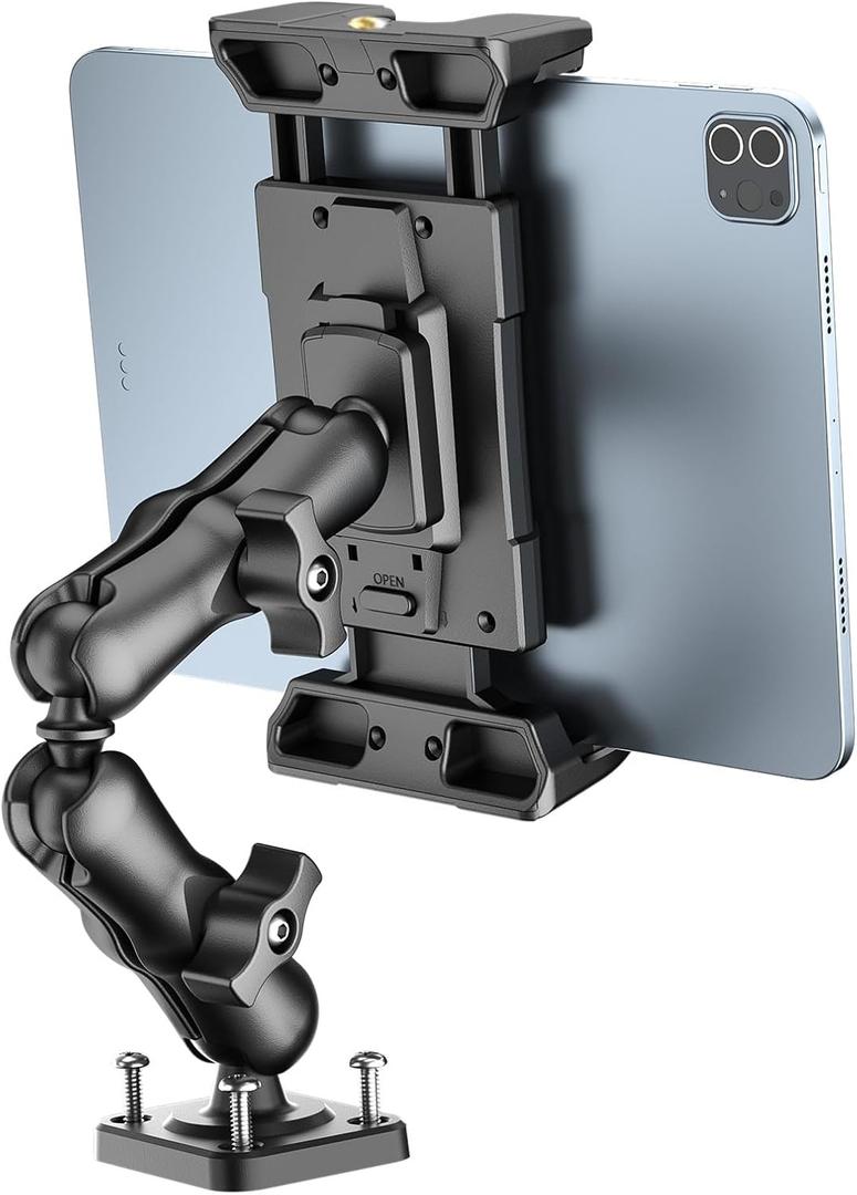 OHLPRO Tablet Mount for Truck - Heavy Duty Drill Base Tablet Holder for Car Dashboard, iPad Holder for All 5"-13" iPad Pro Samsung Galaxy Kindle fire Tablets and Car Wall etc. - 8-inch Arm