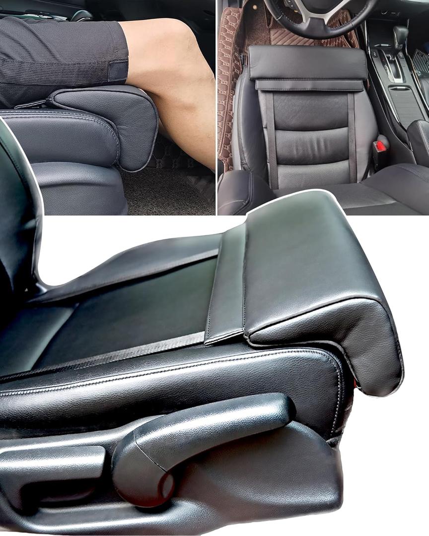 Car Leg Extender Leg Support for Driving, Car Front Seat Thigh Extender Support Cushions, Adjustable Length/Height/Angle Leg Rest Pillow for Cars Office (Black)