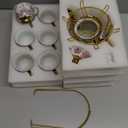 20 PCS Ceramic Tea Sets for Women Tea Party, Purple Pattern Tea Set with Gold Shelf, Flower Porcelain Tea Set with 6 Plates & 6 Spoons, Coffee Cup Set for Restaurant Hotels Dinner