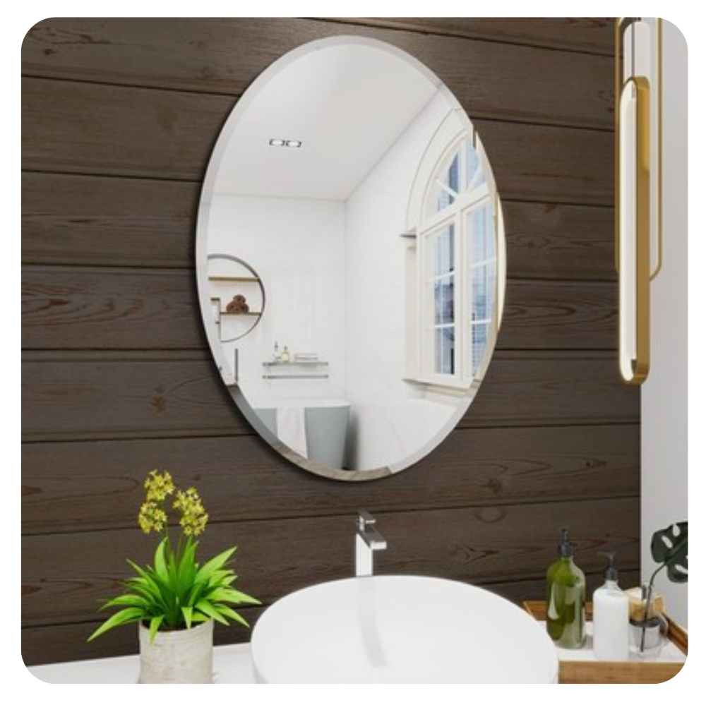 Oval Bathroom Mirror, 16X24 inch Oval Frameless Mirror, Frameless Mirrors for Bathroom, Beveled Bathroom Mirror