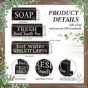 Lineshading 4 Pcs Bathroom Shelf Decor Sign Farmhouse Bathroom Decor and Accessories Rustic Eucalyptus Leaves Block Sign Soap Fresh Hand Towel Free Table Centerpiece for Home Toilet Hotel Campsite