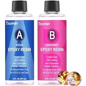 Teexpert Epoxy Resin Kit 16oz, Self-Leveling, Crystal Clear & Bubble-Free Epoxy Resin, Coating and Casting Resin for DIY Art, Jewelry, Coasters, Molds - 1:1 Easy Mix (8oz Resin and 8oz Hardener)