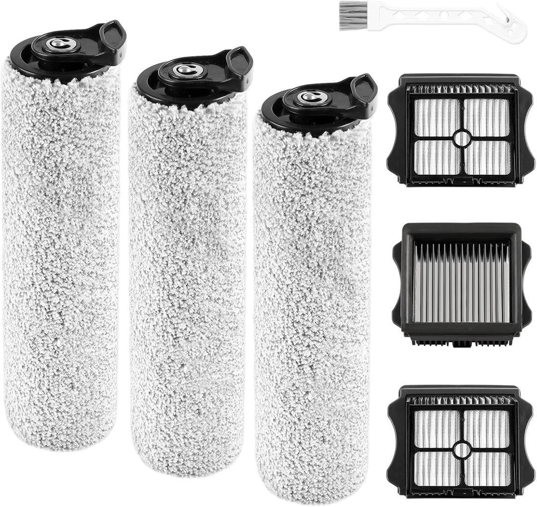 iFloor 3 Replacement Brush Rollers and HEPA Filter Kits Compatible with Tineco iFloor 3 and Floor One S3 Cordless Wet Dry Vacuum Cleaner Replacement Parts Accessories Kit,3 Brush Rollers & 3 Filters