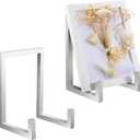 Sweetude 2 Pcs Large Plate Stands for Display Metal Frame Plate Holder Display Stand Decorative Table Top Easels for Picture, Book, Platter, Photo Easel(Silver,8 Inch)