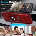 2 x Janmitta Compatible with Moto G Stylus 5G 2024 Case Built in Slide Camera Lens Cover+Screen Protector+Finger Ring Holder Kickstand,Heavy Duty Shockproof Full Body Protective Phone Cover,Red