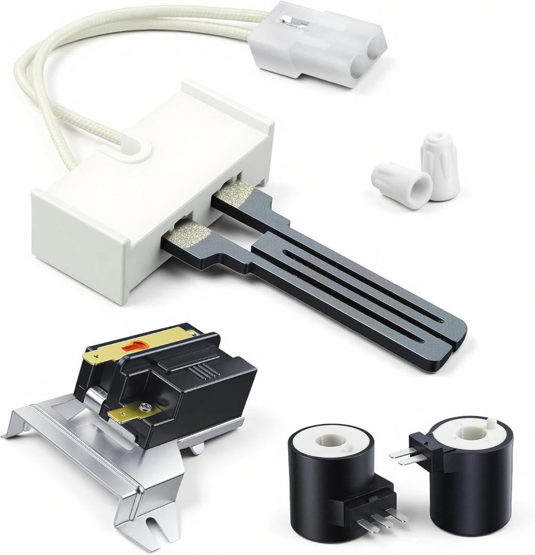 Gas Dryer Repair Kit - 279311 Igniter,338906 Gas Dryer Flame Sensor,279834 Gas Valve Solenoid Coils Kit- Fit for Whirl-pool,May-tag,Ken-more - Replaces WP338906 AP3094138 PS334310 by TOMOON