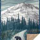 Outdoor Camping Blanket with Sherpa Lining, Extra Warm Thick Camp Blankets and Puffy Ultralight Soft Poncho DWR Camping Quilt for Cold Weather, Adventure, Sleeping, Backpacking 78"x 56"