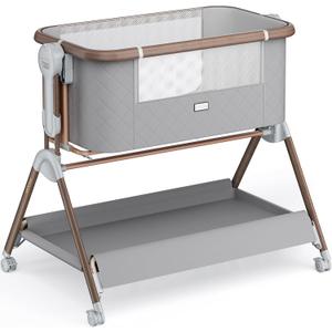 Baby Bassinet Bedside Crib, Rocking Bassinet for Newborns, Grey