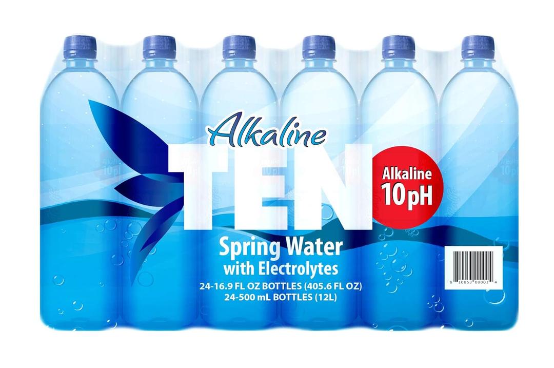 TEN Alkaline Spring Water, pH 10, High in Electrolytes, 16.9 Ounce Bottle (Pack of 24) (EXP 08/29/26)