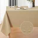 Faux Linen Rectangle Tablecloth Waterproof 52x70 inch Table Cloth Stain and Wrinkle Resistant Washable, Decorative Fabric Table Cover for Dining, Kitchen, Wedding and Parties, Coffee