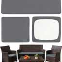 3 Pieces Outdoor Cushion Covers Stretch Patio Seat Slipcovers | Waterproof Sofa Cushion Cover Set Replacement for Wicker Furniture, Bench & Seat Cushions, Cover Only, Grey