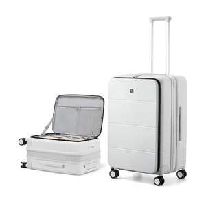Hanke 24 Inch Expandable Checked Luggage Hard Shell Suitcases with Wheels Top Opening TSA Luggage Rolling Large Suitcases for Travel Luggage(Smoke White)