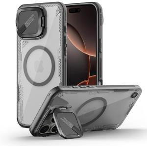Nillkin Magnetic for iPhone 16 Pro Max Case Clear, Compatible with Magsafe, Never Yellow & Biodegradable Material, Translucent Case with Invisible Kickstand & Camera Cover for 16 Pro Max 6.9", Black