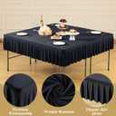 Black Square Tablecloth - 60x60 Inch Stretchy Fitted Tablecloths for Large Square Tables with Ruffle Pleated Table Skirt Wrinkle-Free Spandex Table Cover for Dining, Kitchen, Banquet & Party Decor