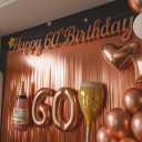 60th Birthday Decorations for Women  Rose Gold Party Kit with Tiara, Sash, Balloons, Banner, Cake Topper  Gift Set for Her Special Day